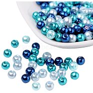 Silver-Grey Mix Pearlized Glass Pearl Beads, Mixed Color, 6mm, Hole: 1mm, about 200pcs/box(HY-PH0006-6mm-03-WH)