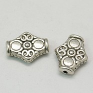 Tibetan Silver Alloy Beads, Lead Free & Cadmium Free, Rhombus, Antique Silver, about 15mm long, 12.5wide, 4.5mm thick, hole: 1.5mm(X-LF10426Y)