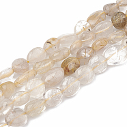 Natural Gold Rutilated Quartz Beads Strands, Oval, 8~15x8~10x4~10mm, Hole: 1mm, about 36~42pcs/strand, 15.7 inch(G-S331-8x10-020)