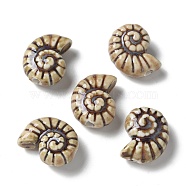 Handmade Porcelain Beads, Snail, Linen, 20~21x16~17x9~10.5mm, Hole: 3mm(PORC-L080-F16)