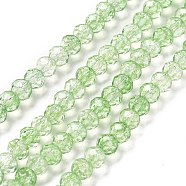 Transparent Crackle Glass Beads Strands, Rondelle, Faceted, Light Green, 6x5~5.5mm, Hole: 1mm, about 83pcs/strand, 16.50 inch(41.9cm)(CCG-L050-01B-03)