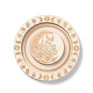 Flat Round Wood Bracelet Display Trays, Moon Phase Jewelry Holder for One Bracelet Storage, PapayaWhip, Flower Pattern, 9.6x0.95cm, Groove: 12.5mm(X-BDIS-G010-01B)