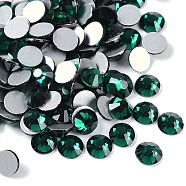 Glass Flat Back Rhinestone, Grade A, Back Plated, Faceted, Half Round, Emerald, 6.3~6.5mm, about 288pcs/bag(RGLA-C002-SS30-218)