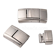304 Stainless Steel Bayonet Clasps, Rectangle, Frosted, Stainless Steel Color, 24x12.5x5mm, Hole: 3x11mm(STAS-K145-24P)