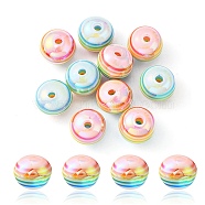 10Pcs Macaron Color Stripe Resin Beads, AB Color, Rondelle, Colorful, 12x10mm, Hole: 2~2.5mm(RESI-YW0001-27A)