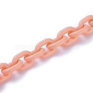 Acrylic Handmade Cable Chains, Quick Link Connectors, Oval, Light Coral, 19x14x4mm, 1m/strand(X-AJEW-JB00527-07)