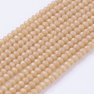 Imitation Jade Glass Beads Strands, Faceted, Rondelle, Navajo White, 3x2~2.5mm, Hole: 0.5mm, about 186~190pcs/strand, 17 inch(GLAA-G045-A18)