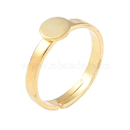 304 Stainless Steel Adjustable Ring Components, Plain Pad Ring Settings, Round, Real 18K Gold Plated, Inner Diameter: 17mm, Round: 6mm(STAS-Z064-06G-03)