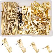 SUPERFINDINGS 110Pcs Iron Hook Hangers & Screws, Light Gold, 17x8x7mm, Hole: 1.8mm(FIND-FH0003-63)