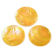 Spray Painted Natural Capiz Shell Pendants, Disc Charms, AB Color, Orange, 39.5~40x1~2mm, Hole: 1.2~1.4mm(SSHEL-Z002-01F)