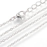 Iron Cable Chains Necklace Making, with Lobster Clasps, Soldered, Platinum, 19.6 inch(50cm)(MAK-R016-50cm-P)