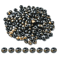 6/0 Opaque Glass Seed Beads, Round Hole, Rondelle, Black, 4~4.5x3~4mm, Hole: 0.8~1.5mm, 10g/box(SEED-YW0002-13K)