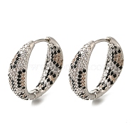 Rack Plating Brass Micro Pave Cubic Zirconia Hoop Earrings, Long-Lasting Plated, Lead Free & Cadmium Free, Platinum, 24.5~25x7~7.5mm(EJEW-H016-22P)