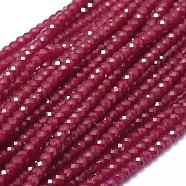 Natural Ruby/Red Corundum Beads Strands, Dyed & Heated, Faceted, Rondelle, 4x3mm, Hole: 1mm, about 121pcs/strand, 15.15 inch(38.5cm)(G-D0013-64)