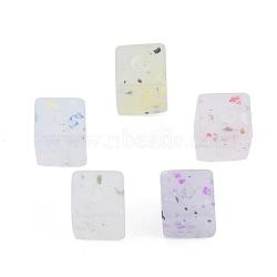 Marbled Stone Style Opaque Acrylic Beads, Cube, Mixed Color, 8~9x7~8x7~8mm, Hole: 2mm(OACR-G009-11)