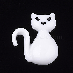 Resin Kitten Cabochons, Cartoon Cat, White, 25x21.5x6mm(CRES-T010-104B)