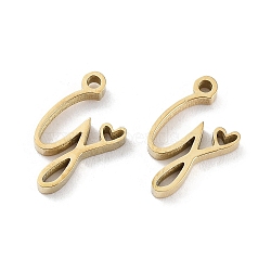 304 Stainless Steel Charms, Laser Cut, Real 14K Gold Plated, Letter G, 11.5x6.5x1.5mm, Hole: 1mm(STAS-M327-02G-G)