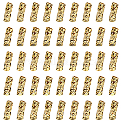 80Pcs Tibetan Style Alloy Tube Beads, Large Hole Beads, Column with Sun and Star, Antique Golden, 22.5x8x7.5mm, Hole: 5mm(FIND-UN0002-37)