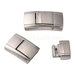 Tarnish Resistant 304 Stainless Steel Bayonet Clasps, Rectangle, Frosted, Stainless Steel Color, 24x12.5x5mm, Hole: 3x11mm(STAS-K145-24P)