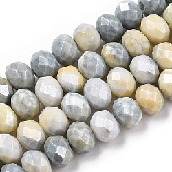 Faceted Electroplated Glass Beads Strands, AB Color Plated, Abacus, Light Grey, 8~8.5x6~6.5mm, Hole: 1.4mm, about 66~67pcs/strand, 15.35 inch~16.57 inch(39~41.1cm)(X-GLAA-C023-02-B04)