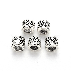 Tibetan Style Alloy European Beads, Large Hole Beads, Cadmium Free & Lead Free, Column, Antique Silver, 8x9mm, Hole: 5mm, about 480pcs/1000g(TIBE-N006-70AS-LF)