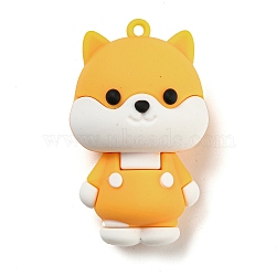 Opaque PVC Plastic Big Pendants, Akita Dog Charm, Yellow, 51x31x24mm, Hole: 3mm(KY-D021-05B)