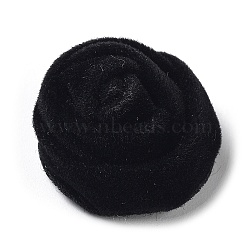 Velvet Cloth Fabric Cabochons, Rose Flower, Black, 23~24x16mm(FIND-K014-01D)