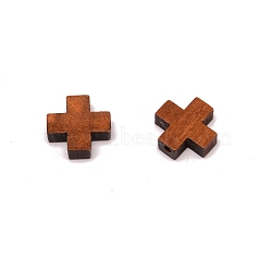 Wood Beads, for Jewelry Making, Cross, Brown, 15x15x4.5mm, Hole: 2mm(WOOD-WH0027-02B)