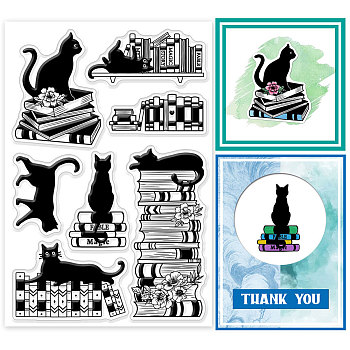 Custom PVC Plastic Clear Stamps, for DIY Scrapbooking, Photo Album Decorative, Cards Making, Cat Shape, 160x110x3mm