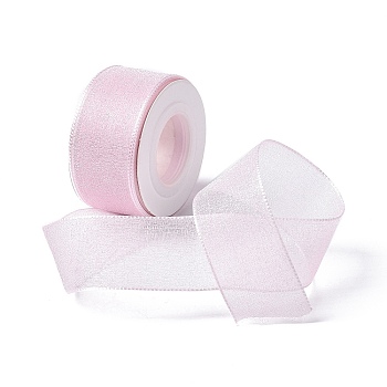 10 Yards Polyester Chiffon Ribbon, for DIY Jewelry Making, Pink, 1- inch(25.5mm)