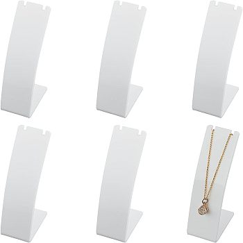 Acrylic Necklace Displays, White, 4.35~4.7x2.95x12.5~13cm