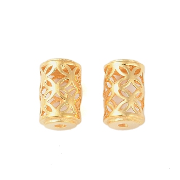 925 Sterling Silver Beads, Hollow, Column, Real 18K Gold Plated, 9.5x6mm, Hole: 1.6mm