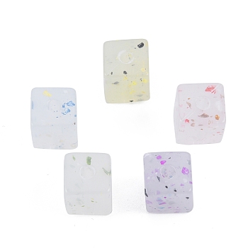 Marbled Stone Style Opaque Acrylic Beads, Cube, Mixed Color, 8~9x7~8x7~8mm, Hole: 2mm