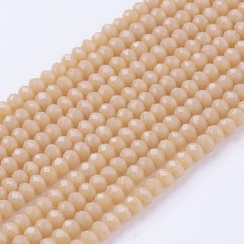 Imitation Jade Glass Beads Strands, Faceted, Rondelle, Navajo White, 3x2~2.5mm, Hole: 0.5mm, about 186~190pcs/strand, 17 inch
