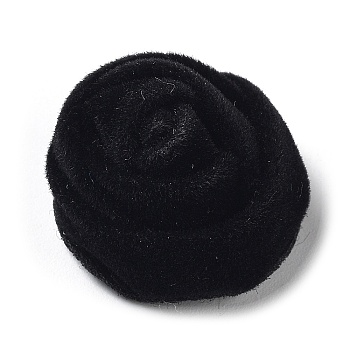 Velvet Cloth Fabric Cabochons, Rose Flower, Black, 23~24x16mm