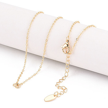 Brass Cable Chain Necklaces for Women Men, Real 18K Gold Plated, 16.54 inch(42cm)