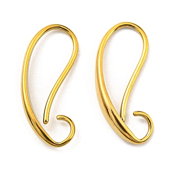 304 Stainless Steel Earring Hooks, Ear Wire with Loops, Real 18K Gold Plated, 20 Gauge, 18.5x8.5x3mm, Hole: 3x2.5mm, Pin: 0.8mm