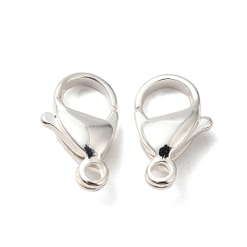 304 Stainless Steel Lobster Claw Clasps, 925 Sterling Silver Plated, 15x9x4mm, Hole: 1.8mm
