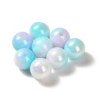Opaque Acrylic Beads, Gradient Colorful, Round , Cyan, 8mm, Hole: 1.8mm, about 2083pcs/500g