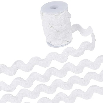 10 Yards Polyester Wavy Fringe Trim Ribbon, Wave Bending Lace Trim, for Clothes Sewing and Art Craft Decoration, White, 3/4~1-3/8 inch(20~34mm)
