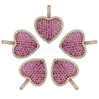 Real 18K Gold Plated Orchid Heart Brass+Cubic Zirconia Pendants