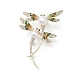 Broche de libélula de diamantes de imitación con cuentas de perlas de plástico(JEWB-M026-03G)-1