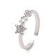Clear Cubic Zirconia Hollow Out Star Open Cuff Ring(RJEW-E072-23P)-1