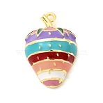 Brass Enamel Pendants, Golden, Strawberry, 20.5x13.5x7.5mm, Hole: 1.2mm(KK-F929-07B-G)