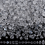 820Pcs Transaparent Glass Beads Strands, Faceted, Mixed Shapes, Clear, 4~11x3~8mm, Hole: 0.4~1mm, 820pcs/set(GLAA-SP0001-40)