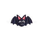 Halloween Theme Silicone Focal Beads, Bat, Black, 21.5x36.5mm(FIND-SZC0017-214)