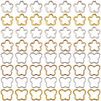 80Pcs 8 Styles Zinc Alloy Bead Frame, Flower & Butterfly, Mixed Color, 14.5~15.5x15.5~16x3mm, Hole: 1.2mm~1.5mm, 10pcs/style(FIND-SP0020-76)