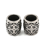 316 Surgical Stainless Steel European Beads, Hand Polished Large Hole Beads, Column, Antique Silver, 13x12mm, Hole: 9mm(STAS-Q326-01AS-01)
