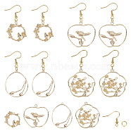 SUNNYCLUE DIY 8Pairs Flower & Bird Earring Making Kits, Including 304 Stainless Steel Earring Hooks & Jump Rings, Brass Pendants, Real 18K Gold Plated(DIY-SC0015-06G)
