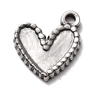 304 Stainless Steel Charms Cabochon Settings for Enamel, Heart, Stainless Steel Color, 12x10x1.5mm, Hole: 1.2mm(STAS-B024-09P)